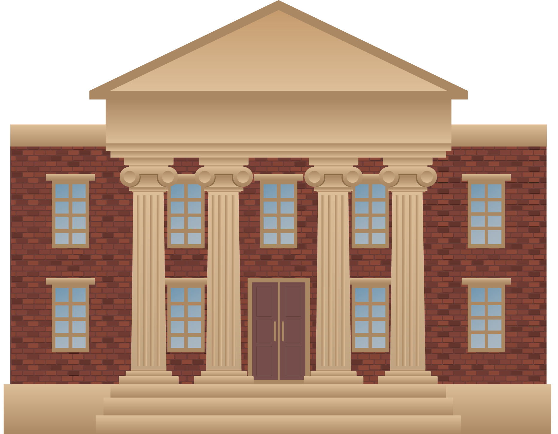 UnivImg Illustration of a classical brick building facade.