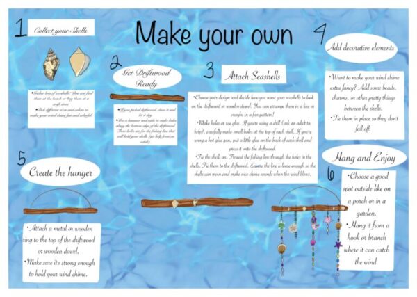 A blue board with instructions for making jewelry.