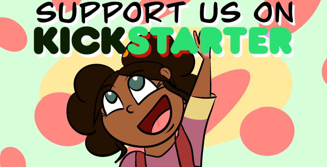 banner3 Cartoon character promoting Kickstarter support.