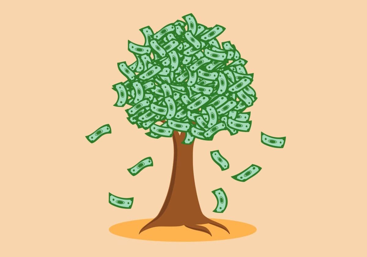 Tree with money as leaves illustration.