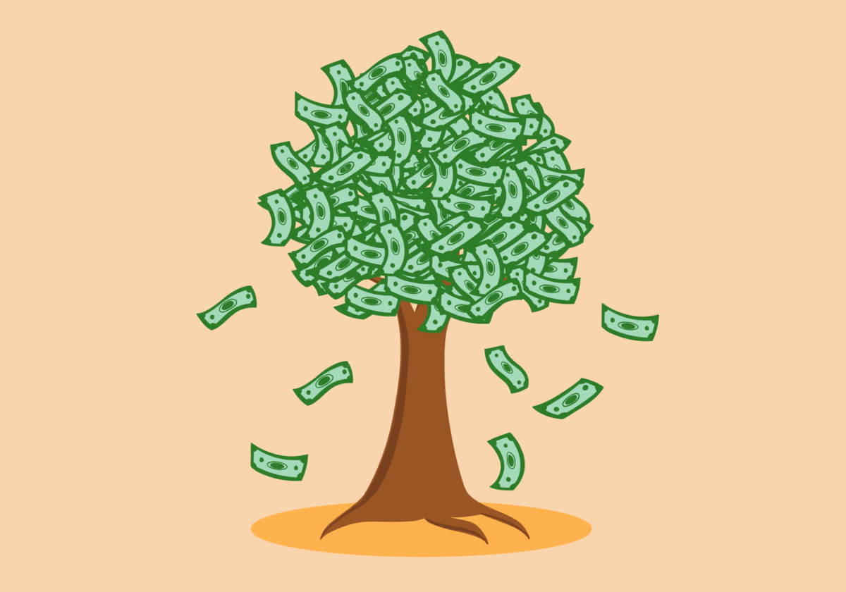 Tree with money as leaves illustration.